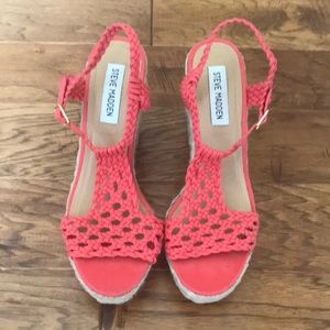 Coral colored Steve Madden wedges